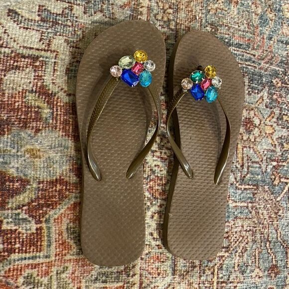 Rue 21 jewel embellished flip flops - Picture 1 of 8